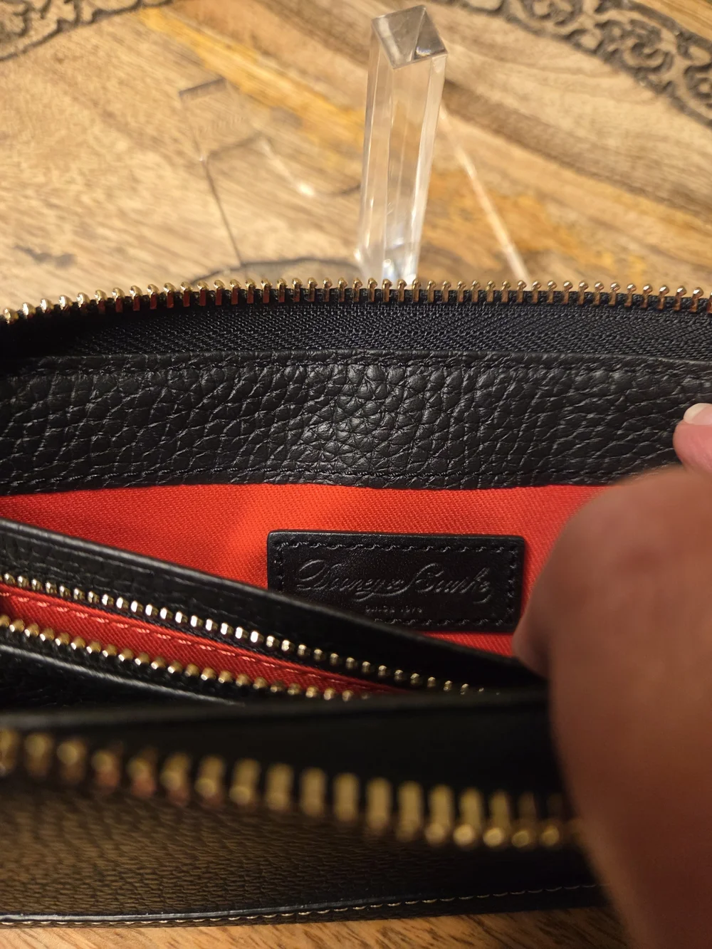 Dooney & Bourke Black Pebbled Leather Wristlet/Wallet